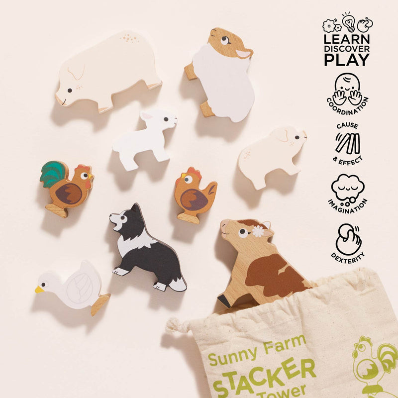 LE TOY VAN FAMYARD STACKING ANIMALS & BAG
