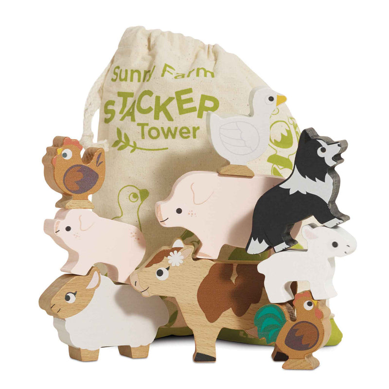 LE TOY VAN FAMYARD STACKING ANIMALS & BAG