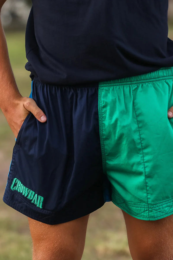 Crowbar Mens Pauly Harlequin Drill Short - Navy/Green/Blue