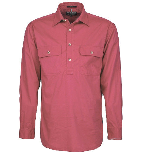 Pilbara Mens Closed Front Long Sleeve Shirt - Canyon