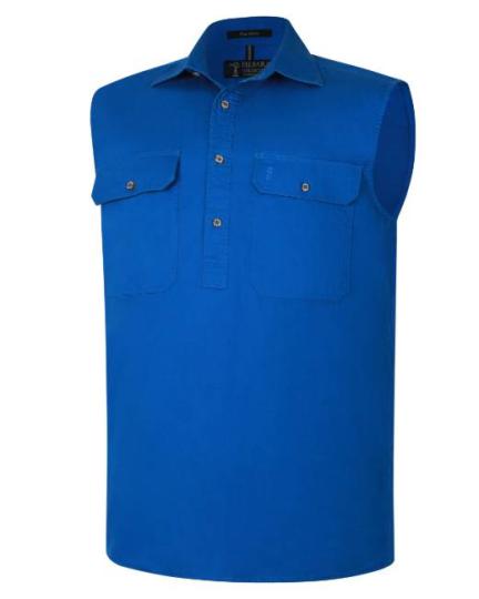 Pilbara Men's Closed Front Sleeveless Shirt - 5 Colours