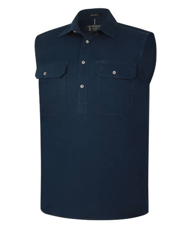 Pilbara Men's Closed Front Sleeveless Shirt - 5 Colours