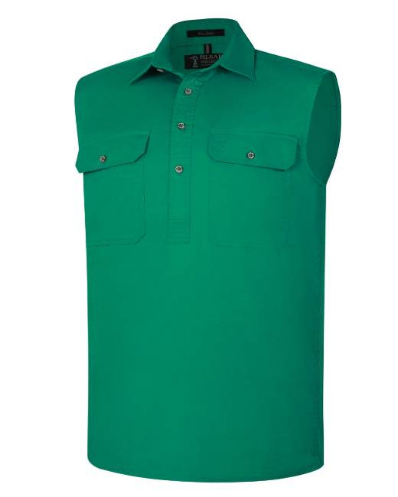 Pilbara Men's Closed Front Sleeveless Shirt - 5 Colours