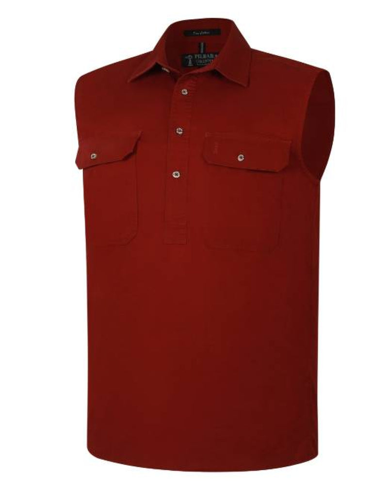 Pilbara Men's Closed Front Sleeveless Shirt - 5 Colours