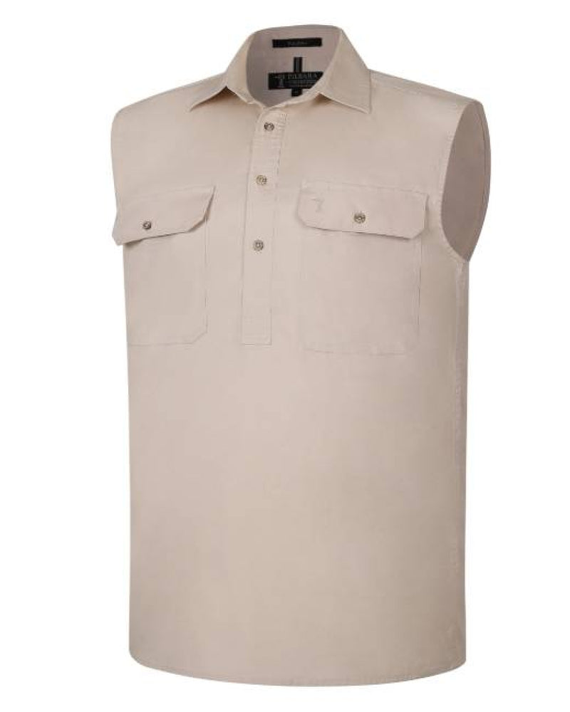 Pilbara Men's Closed Front Sleeveless Shirt - 5 Colours