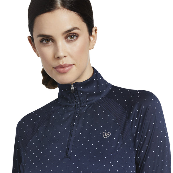 ARIAT Women's Sunstopper 2.0 1/4 ZIP - Navy Dot