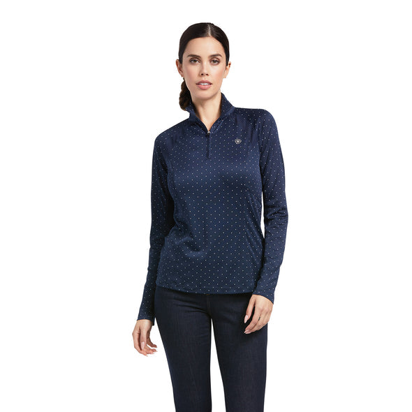 ARIAT Women's Sunstopper 2.0 1/4 ZIP - Navy Dot