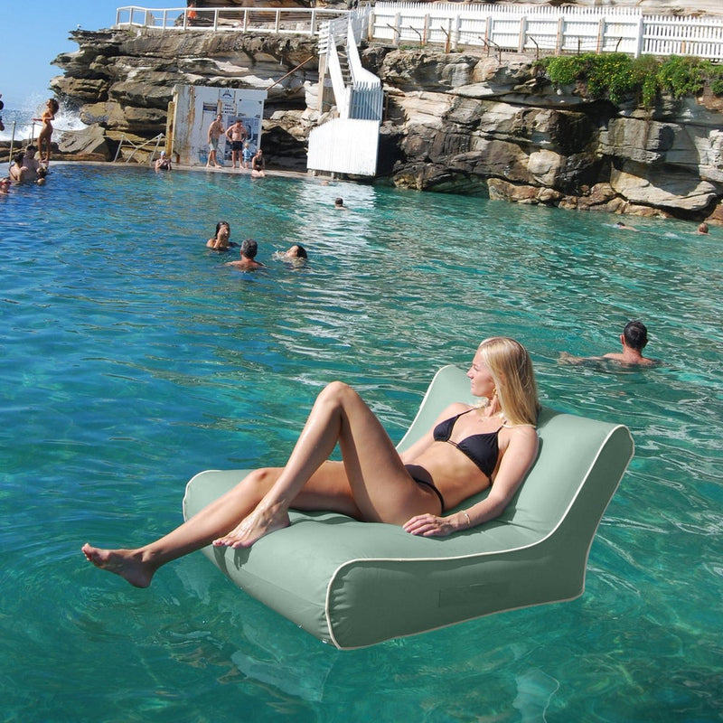 SUUNYLIFE LUXE FLOATING CHAIR- CASA CREAM, SAGE & MARINE STRIPE
