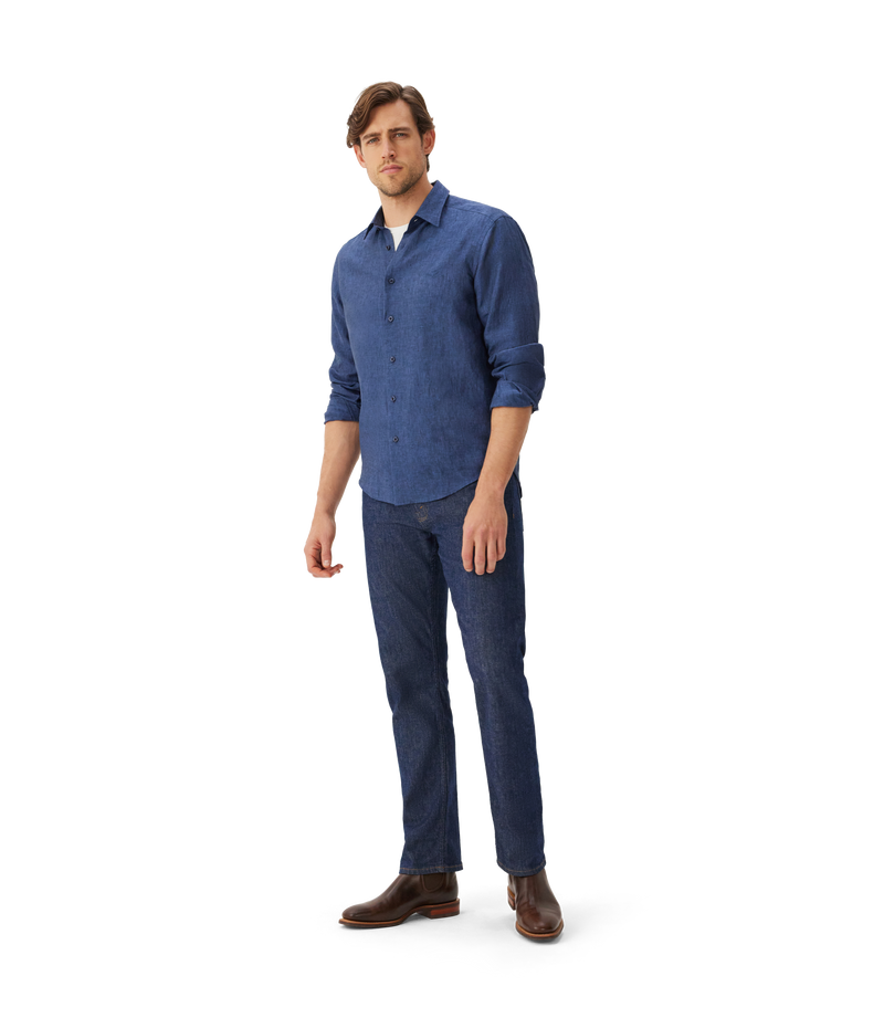R.M. Williams Classic Linen Shirt - Navy Assef's R.M. Williams Classic Linen Shirt - Navy Assef's