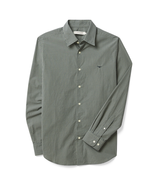 R.M. Williams Parkes Poplin Check Shirt - Sage/Navy