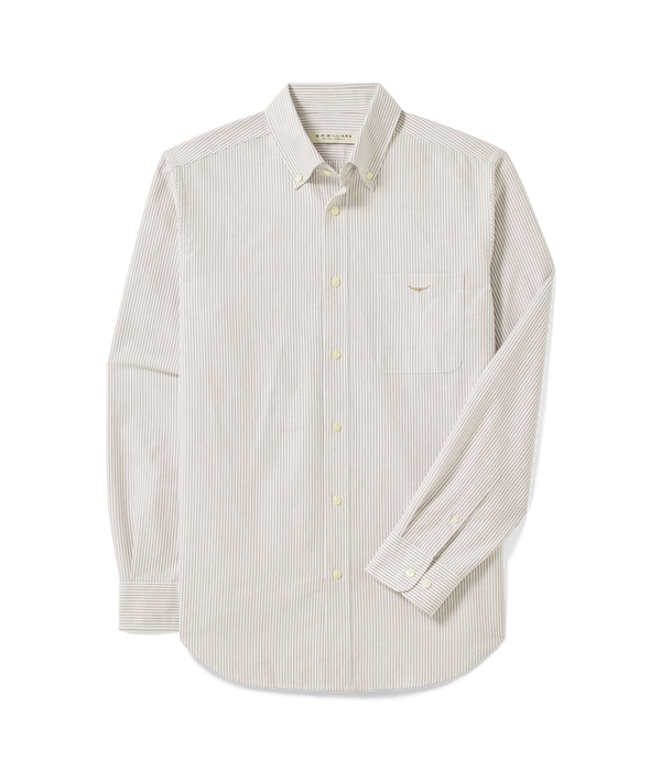 R.M. Williams Regular Oxford Stripe BDC Shirt - Brown/White