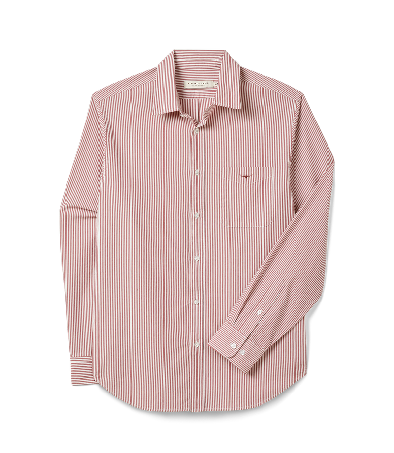 R.M. Williams Regular Poplin Stripe Shirt - Red/White