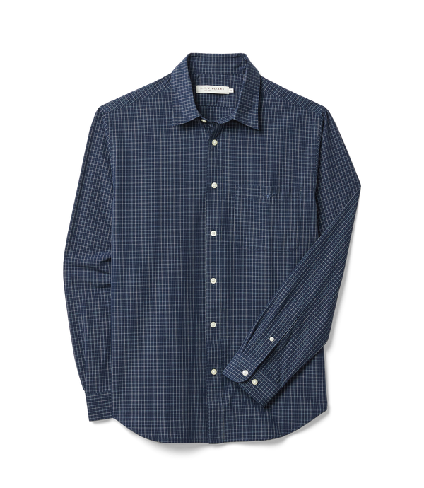 R.M. Williams Kimberley Poplin Check Shirt - Navy/White