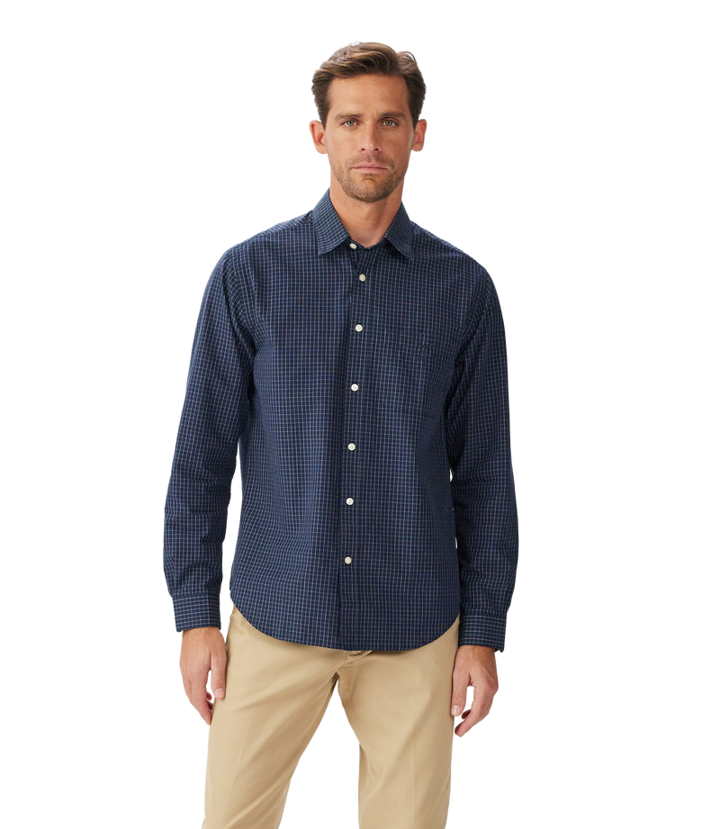 R.M. Williams Kimberley Poplin Check Shirt - Navy/White