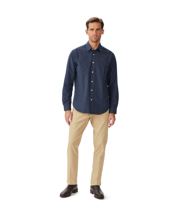 R.M. Williams Kimberley Poplin Check Shirt - Navy/White