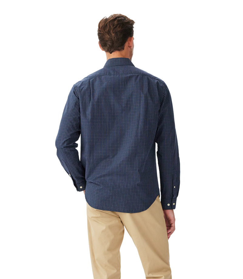 R.M. Williams Kimberley Poplin Check Shirt - Navy/White