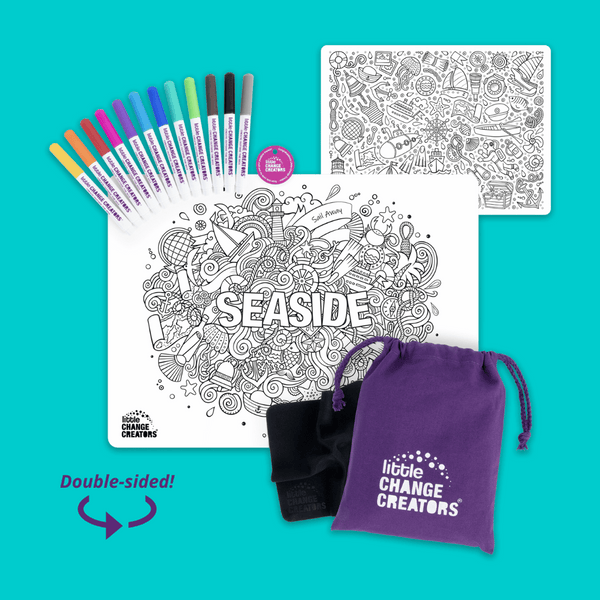LITTLE CHANGE CREATORS SILICONE MAT COLOURING SET- SEASIDE