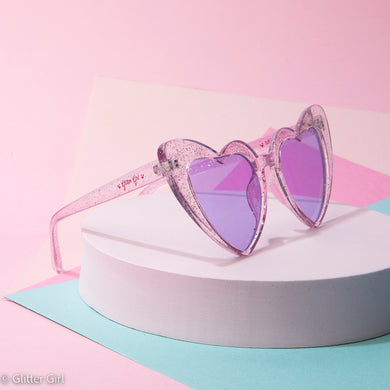 GLITTER GIRL SPARKLING HEART WOMENS SUNGLASSES- FUNFETTI