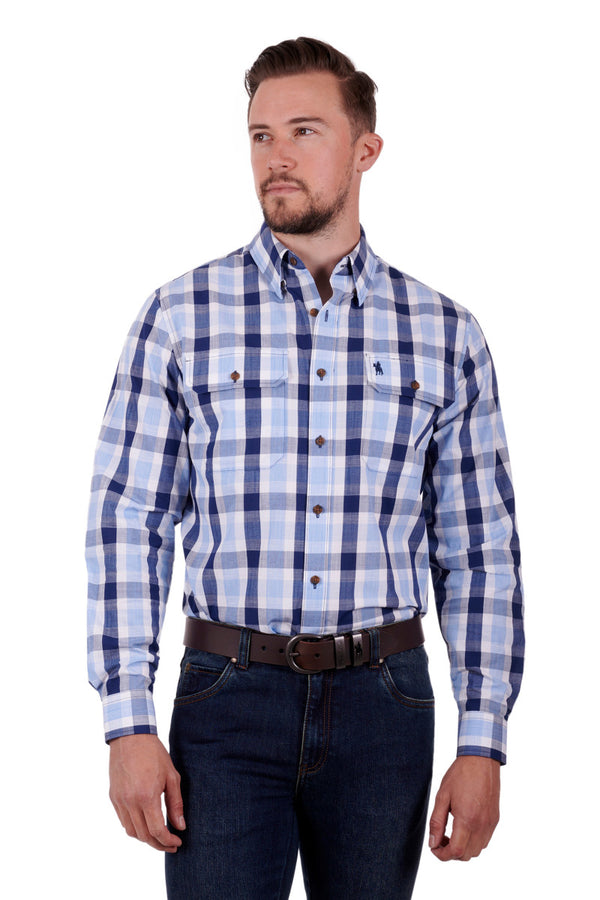 Thomas Cook Horden Long Sleeve Shirt - Blue/White