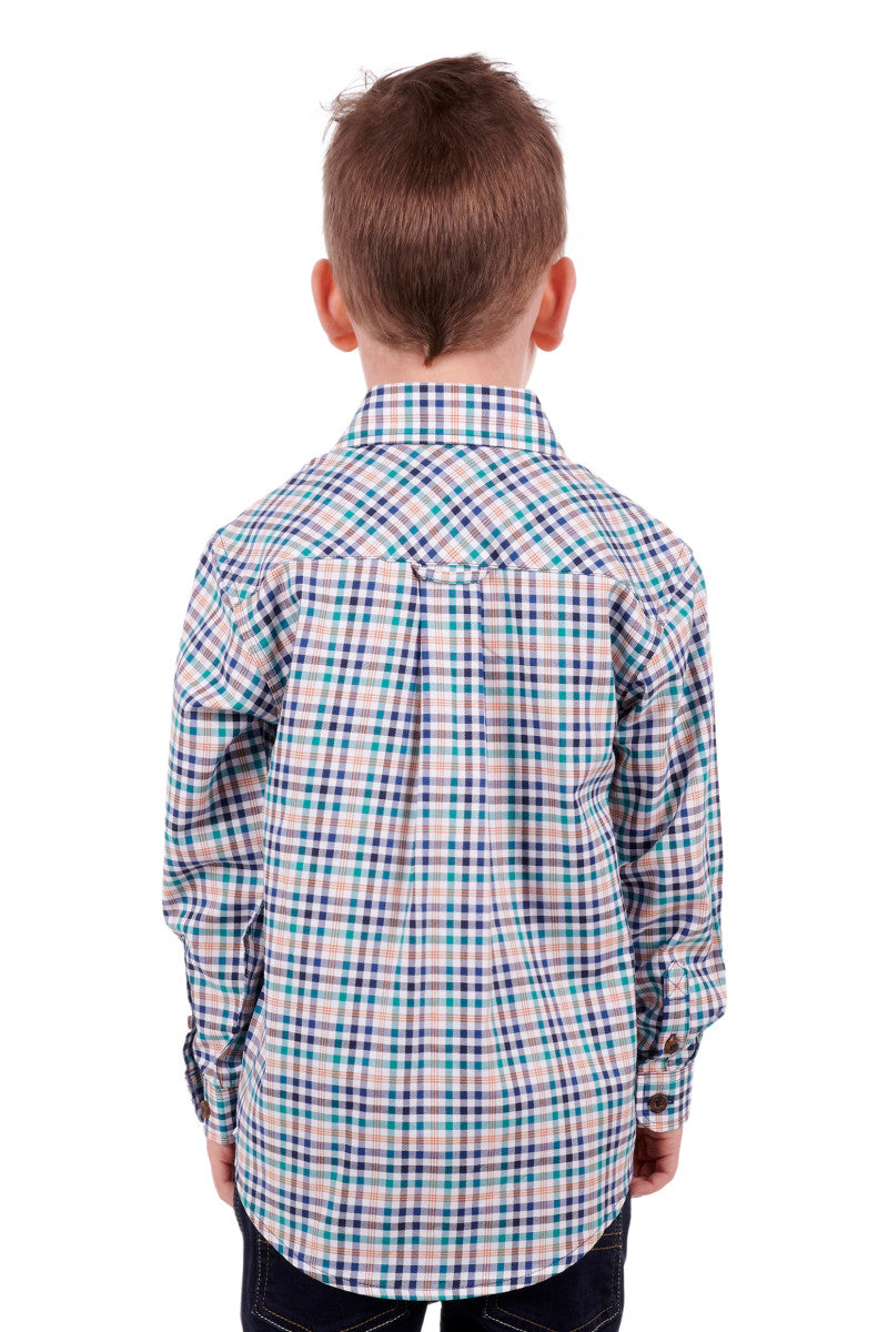 Thomas Cook Boys (Kids) Whitburn Long Sleeve Shirt - Blue/Green