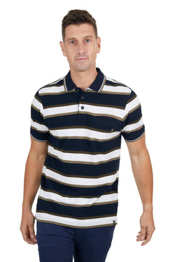 Thomas Cook Mens Ash Tailored 1-Pocket Short Sleeve Polo - Navy/Tan