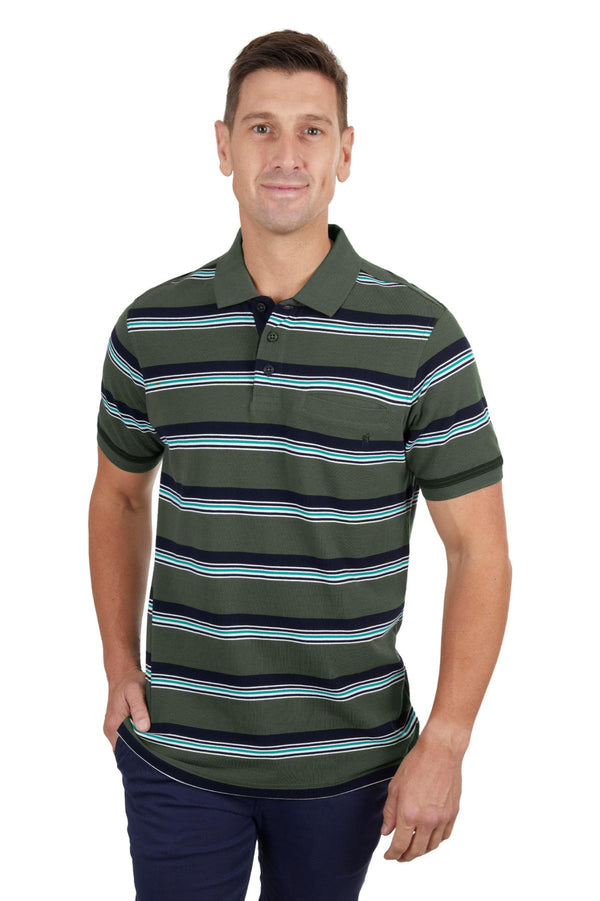 Thomas Cook Mens Axel 1-Pocket Short Sleeve Polo - Dark Green/Navy