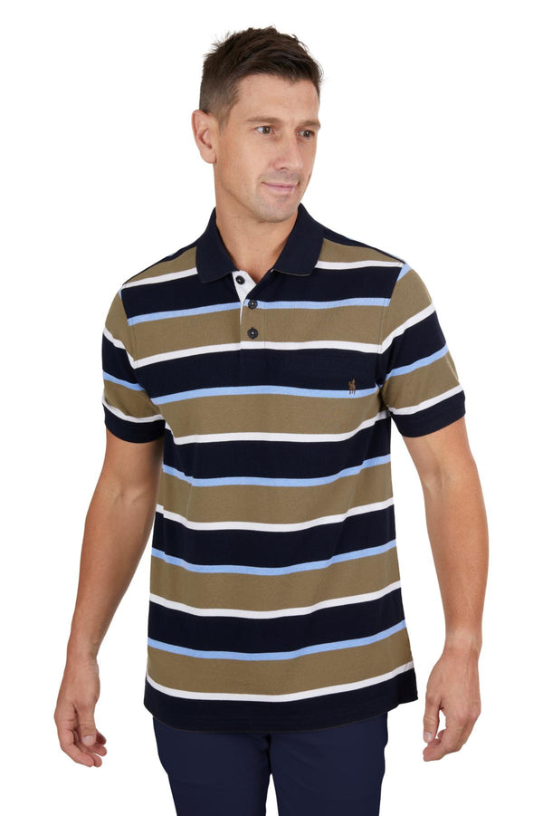 Thomas Cook Mens Troy 1-Pocket Short Sleeve Polo - Navy/Tan