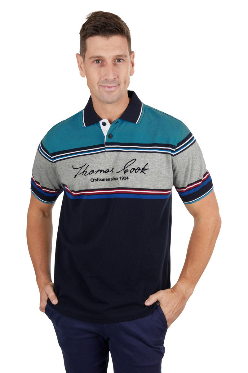 Thomas Cook Mens Dylan Tailored Short Sleeve Polo - Navy/Blue