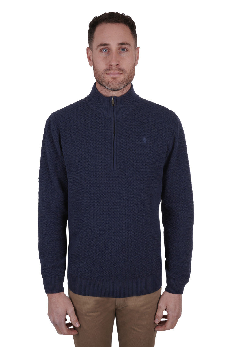 Thomas Cook Men's Ryan 1/4 Zip Neck Jumper - Petrol