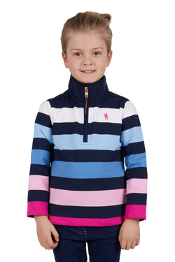 Thomas Cook Girls (Kids) Orla Stripe 1/4 Zip Rugby - Navy/Multi