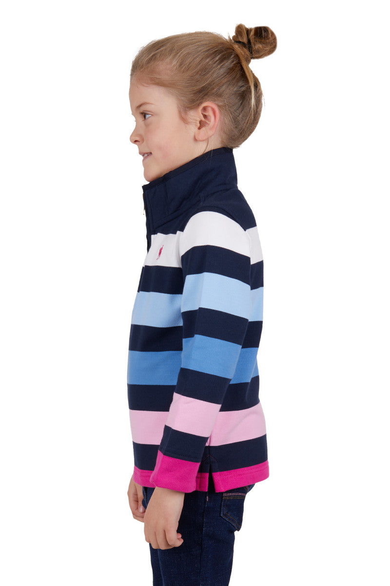 Thomas Cook Girls (Kids) Orla Stripe 1/4 Zip Rugby - Navy/Multi