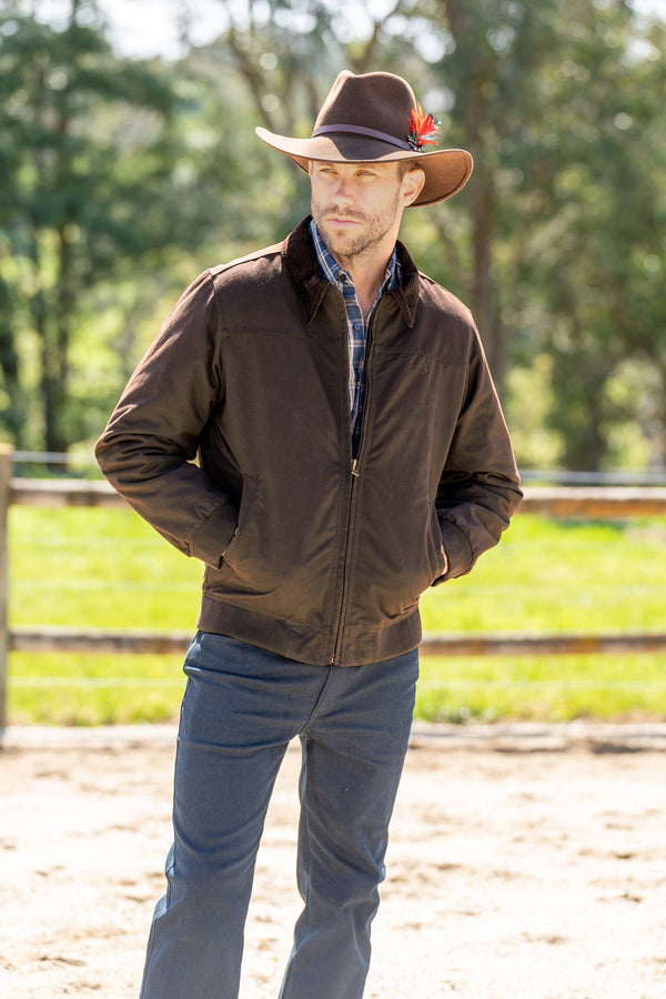 Thomas Cook Men's Oilskin Bomber Jacket - Rustic Mulch