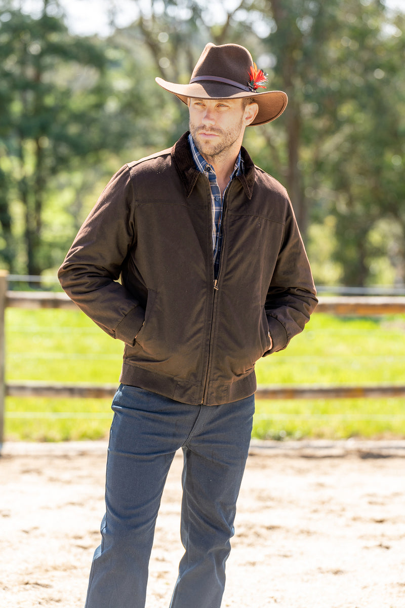 Thomas Cook Men's Oilskin Bomber Jacket - Rustic Mulch