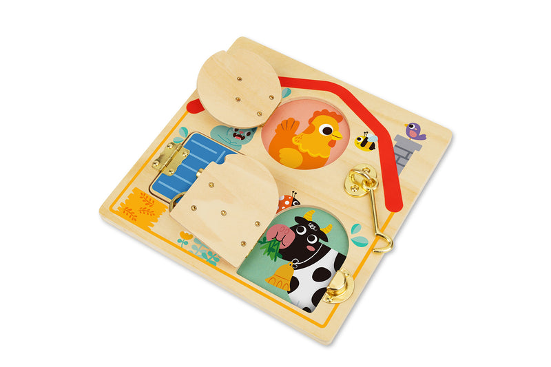 TOOKY TOY LATCHES ACTIVITY WOODEN PUZZLE BOARD