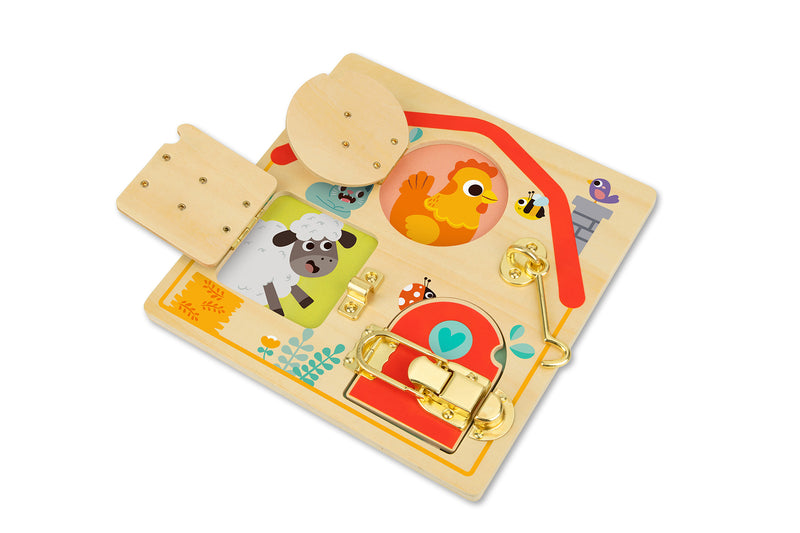 TOOKY TOY LATCHES ACTIVITY WOODEN PUZZLE BOARD
