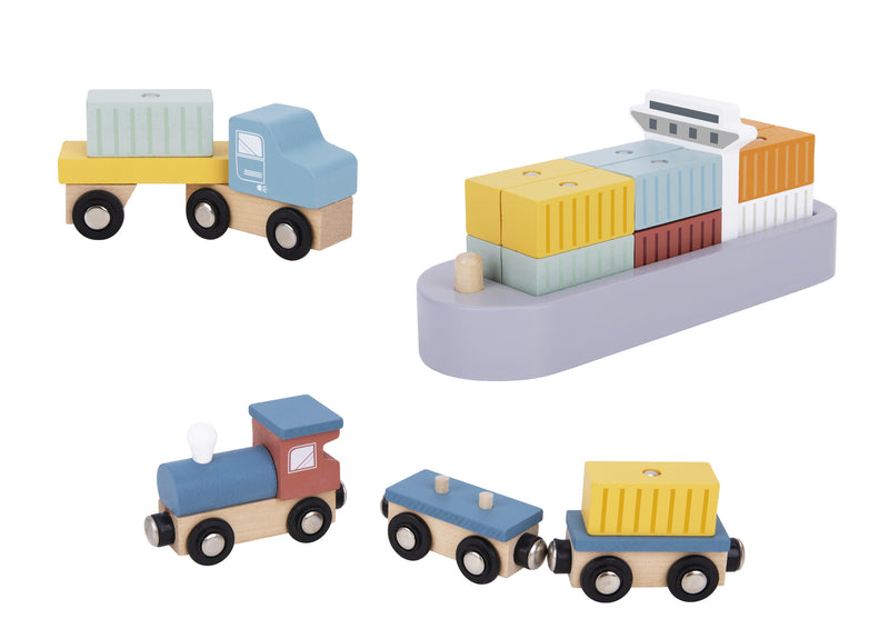 TOOKY TOY PORT CRANE CARGO SET