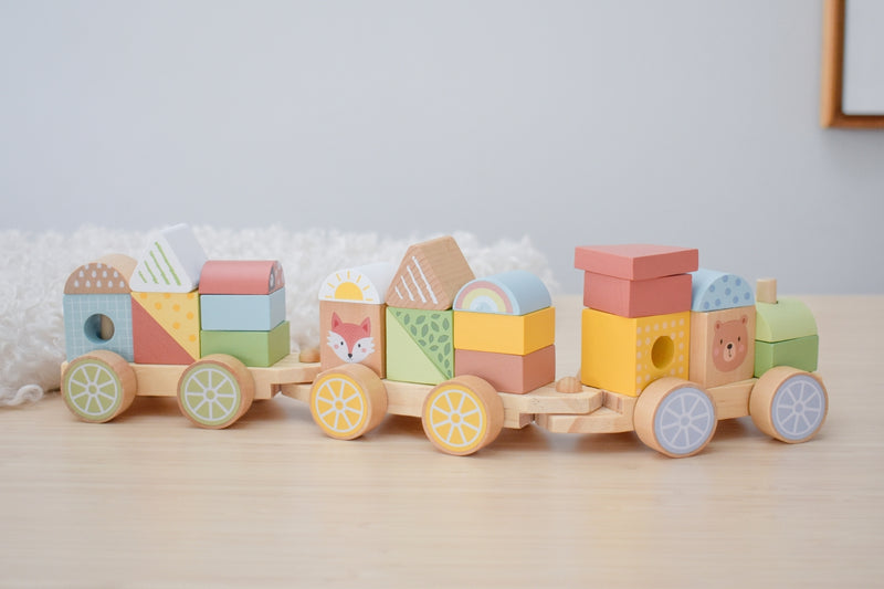 TOOKY TOY- MY FOREST FRIENDS STACKING BLOCKS TRAIN