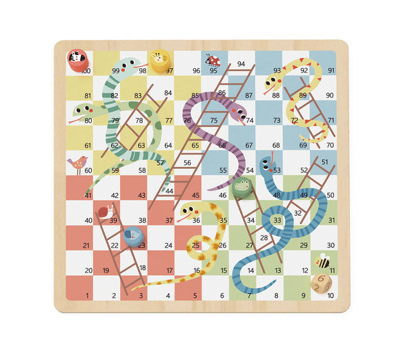 TOOKY TOY- MY FOREST FRIENDS 2 IN 1 WOODEN GAME BOARD, LUDO AND SNAKES AND LADDERS