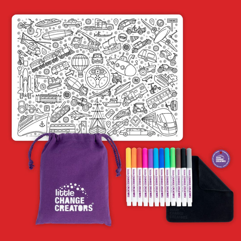 LITTLE CHANGE CREATORS SILICONE MAT COLOURING SET- ON-THE-GO