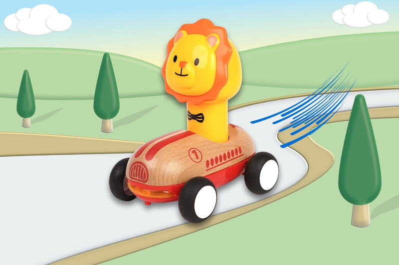 WANBORNS WOODEN PRESS GO RACER LION