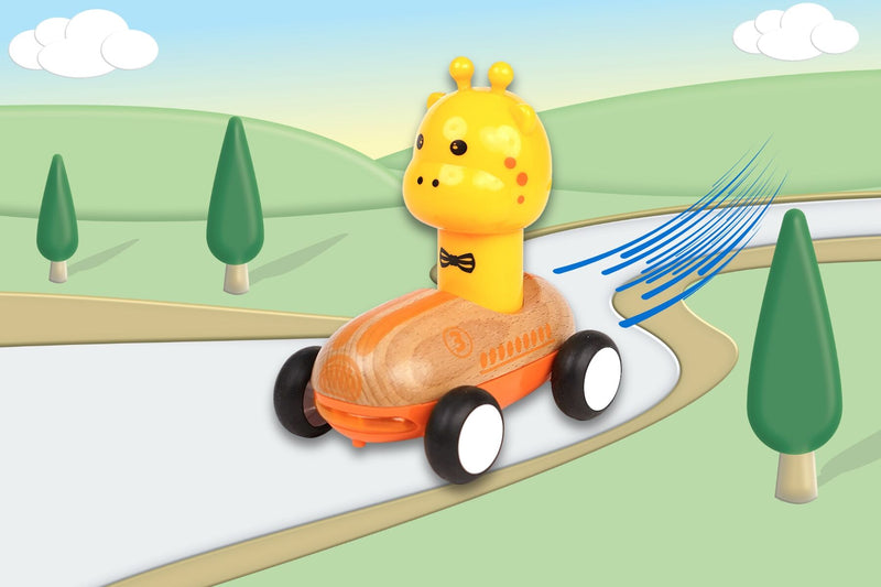 WANBORNS WOODEN PRESS GO RACER GIRAFFE