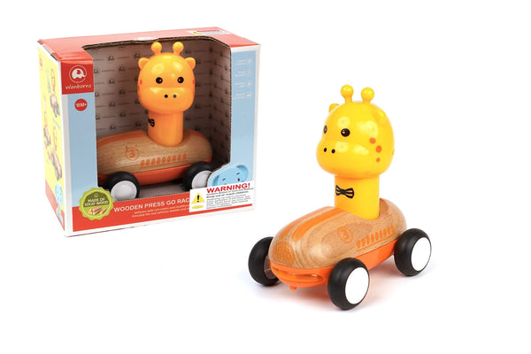 WANBORNS WOODEN PRESS GO RACER GIRAFFE