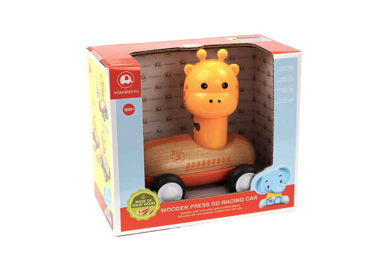WANBORNS WOODEN PRESS GO RACER GIRAFFE