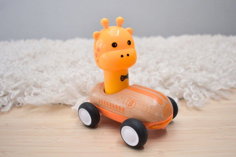 WANBORNS WOODEN PRESS GO RACER GIRAFFE