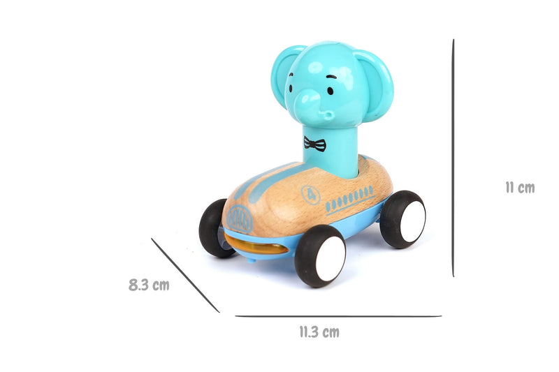 WANBORNS WOODEN PRESS GO RACER ELEPHANT