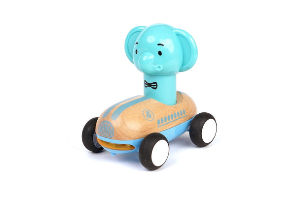 WANBORNS WOODEN PRESS GO RACER ELEPHANT