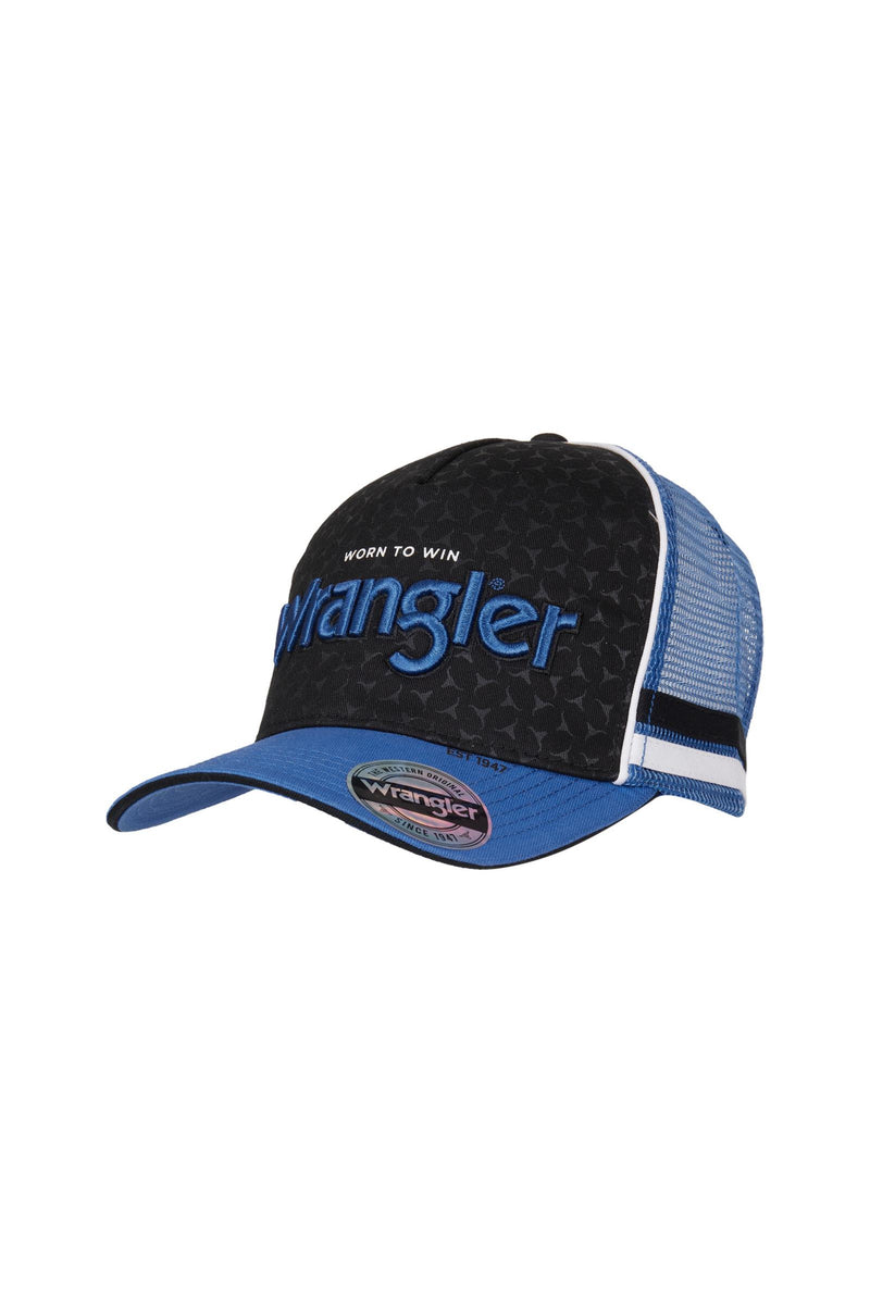 Wrangler Jack High Profile Trucker Cap - Black/Royal Blue