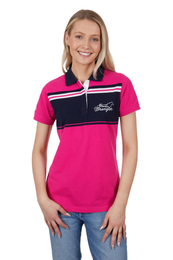 Wrangler Womens Kiera Short Sleeve Polo - Pink