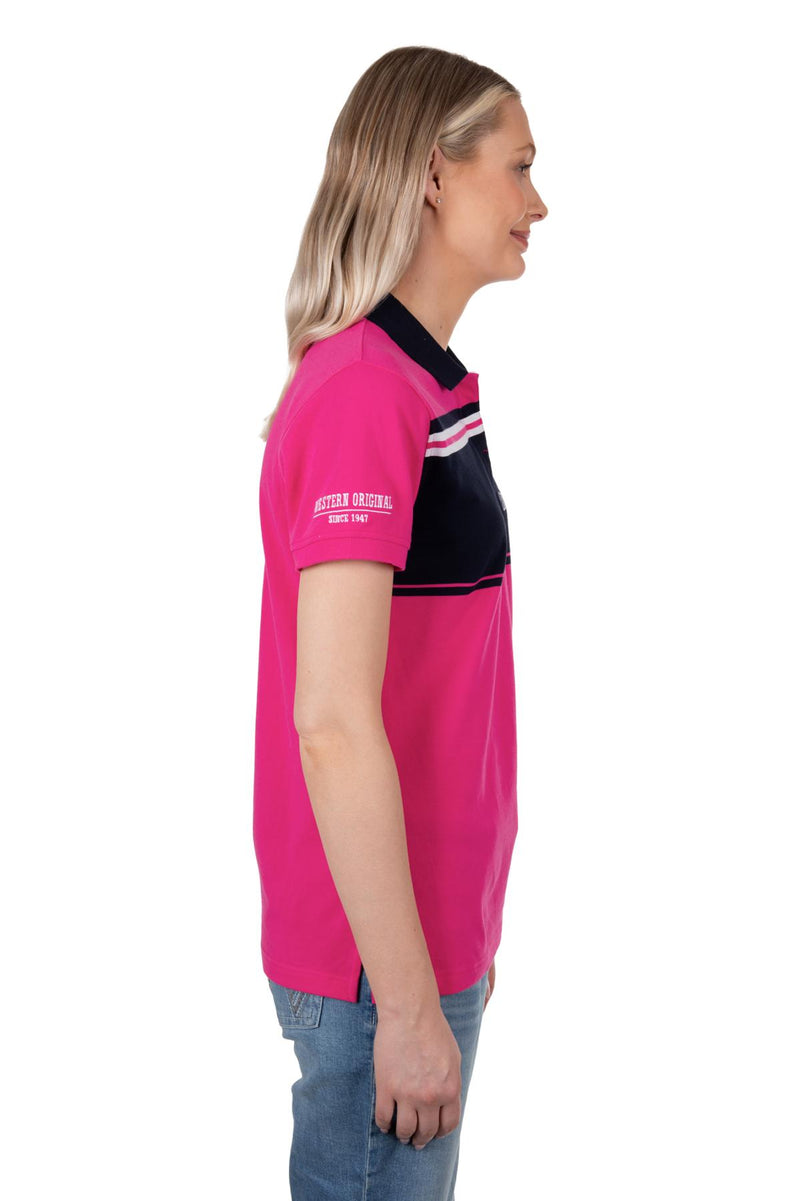 Wrangler Womens Kiera Short Sleeve Polo - Pink