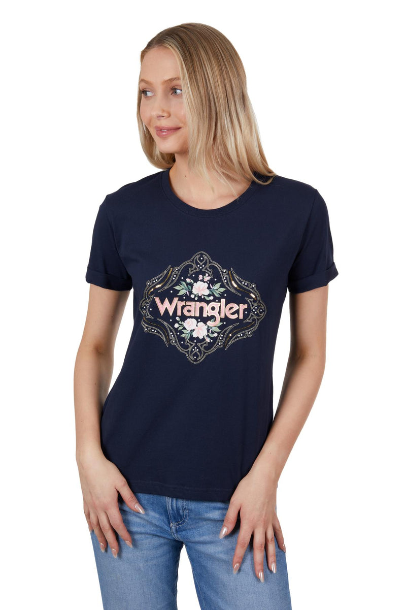 Wrangler Womens Darcy Short Sleeve Tee - Navy